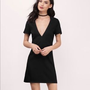 Black deep cut dress